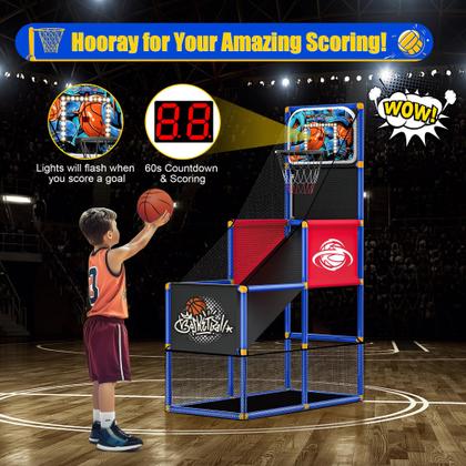 Imagem de Cesta de basquete de arcade flybakiz para crianças com 4 bolas de 3 a 8 anos