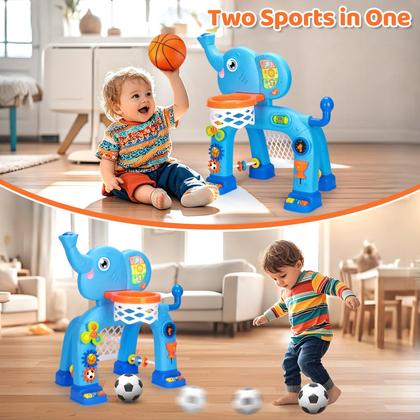 Imagem de Cesta de Basquete e Gol de Futebol KIZZYEA - Brinquedo Musical para Crianças de 1 a 3 Anos