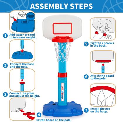 Imagem de Cesta de basquete GMAOPHY para uso interno e externo, de 1 a 3 anos, com 3 bolas
