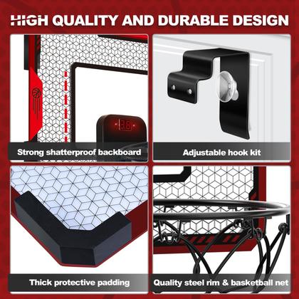 Imagem de Cesta de basquete OCHIDO Indoor com placar eletrônico para crianças