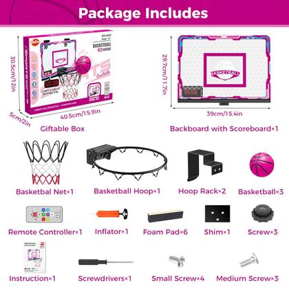 Imagem de Cesta de basquete VATOS para meninas em ambientes fechados com 7 luzes coloridas