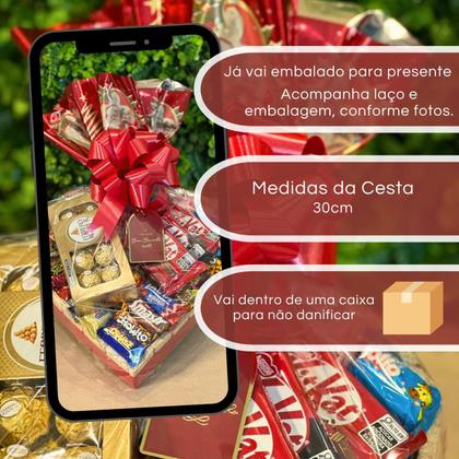 Imagem de Cesta De Chocolate Formato Coração Com Lindo Laço Presente