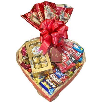 Imagem de Cesta De Chocolate Formato Coração Com Lindo Laço Presente