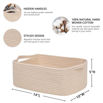 Imagem de Cesta de corda de algodão CubesLand, fofa e durável, bege, pequena
