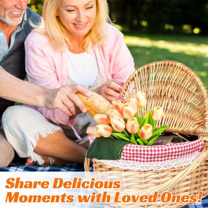 Imagem de Cesta de piquenique Hap Tim Wicker 41x31x18 cm com acabamento em renda