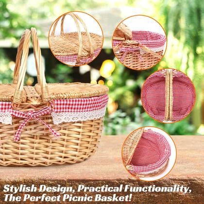 Imagem de Cesta de piquenique Hap Tim Wicker 41x31x18 cm com acabamento em renda