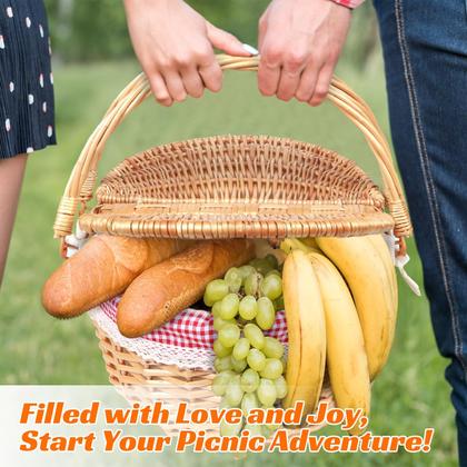 Imagem de Cesta de piquenique Hap Tim Wicker 41x31x18 cm com acabamento em renda