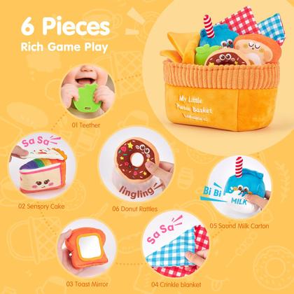 Imagem de Cesta de piquenique Sensory Toy Hahaland de 6 a 12 meses com rugas, chocalhos, mordedor e espelho