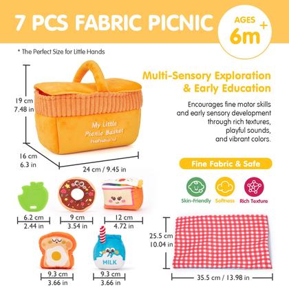 Imagem de Cesta de piquenique Sensory Toy Hahaland de 6 a 12 meses com rugas, chocalhos, mordedor e espelho