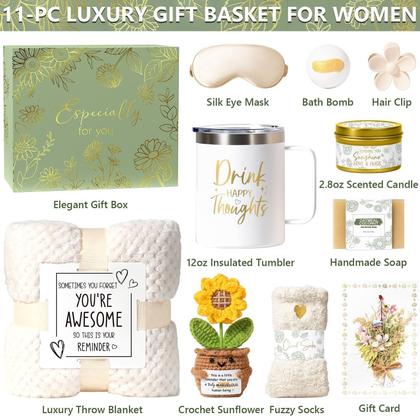 Imagem de Cesta de Presente MAYICIVO Kit Spa de Autocuidado 11 Peças para Mulheres