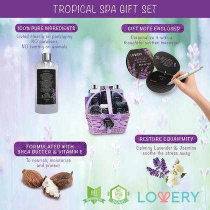 Imagem de Cesta de presentes de spa LOVERY Luxury, 9 peças, conjunto de banho e corpo, lavanda