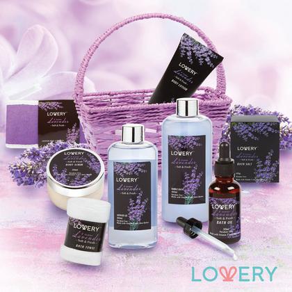 Imagem de Cesta de presentes de spa LOVERY Luxury, 9 peças, conjunto de banho e corpo, lavanda