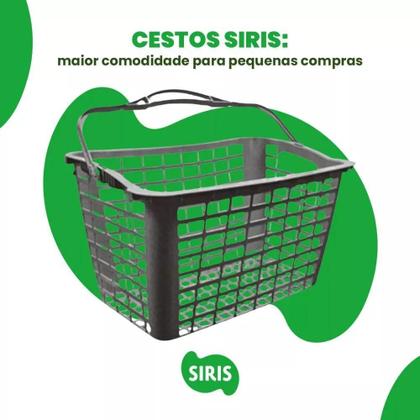 Imagem de Cesta De Supermercado 12 Litros Multiuso Reforçada Verde Alça Preto Siris