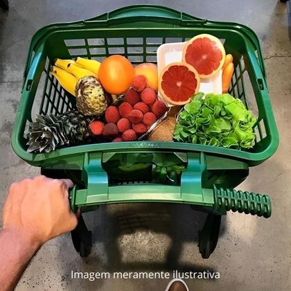 Imagem de Cesta De Supermercado 12 Litros Multiuso Reforçada Verde Alça Preto Siris