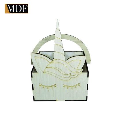 Imagem de Cesta de Unicornio com Alça para Decoração Kit 20 Un. Mdf Madeira Gel Branco
