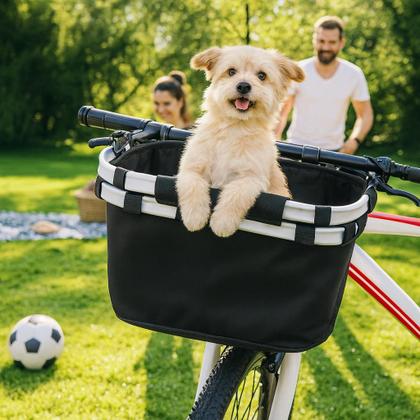 Imagem de Cesta Dianteira Bike Removível Para Compras e Pet