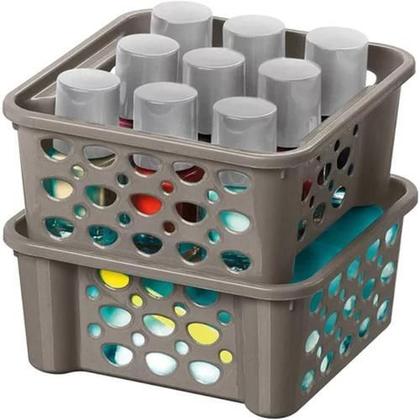 Imagem de Cesta Empilhável Plástico 746Ml Leve 4 Pague 3 Marrom