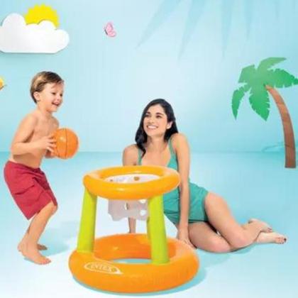 Imagem de Cesta inflável de basquete flutuante piscina infantil bola