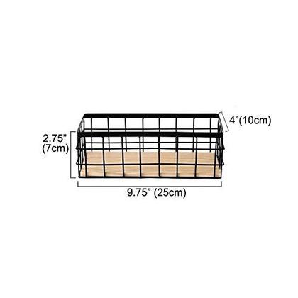 Imagem de Cesta organizadora de armazenamento KiaoTime Metal Wire com base de madeira