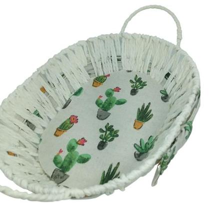 Imagem de Cesta Oval com alça e forro de tecido Mundiart 27x20x7cm