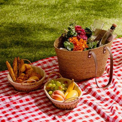 Imagem de Cesta oval de papel trançado com forro de tecido Wolff 30,5x21x12