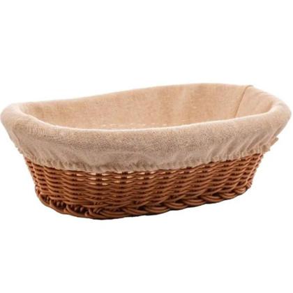 Imagem de Cesta Oval de Rattan Lyor Plástico com Forro em Tecido 27x20x8cm