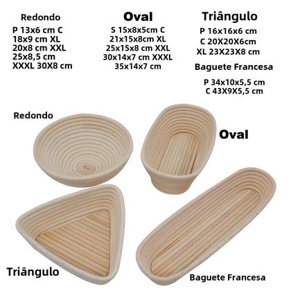 Imagem de Cesta Oval de Rattan para Fermentação de Pão - Impermeável e Natural