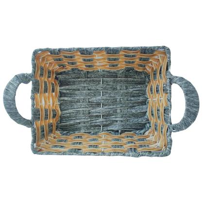 Imagem de Cesta Para Pães Retangular 26x20cm Metal e Fibra Sintética Marrom / Cinza