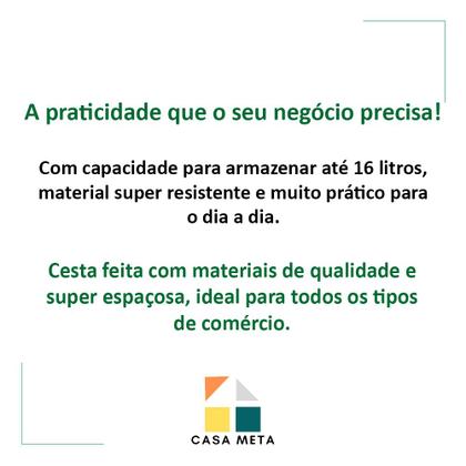 Imagem de Cesta Plastica Preta Supermercado Mercado 16 Litros 8 Un