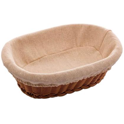 Imagem de Cesta Porta Pão 27x20cm Oval Rattan Plástico Forro Tecido Cesto Lyor