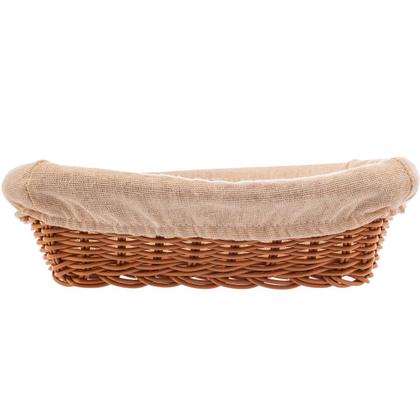 Imagem de Cesta Porta Pão Lyor 24,5x17cm Retangular Rattan Plástico Forro Tecido Cesto
