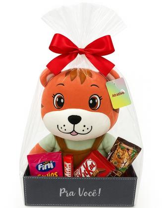 Imagem de Cesta Presente Dia das Crianças Pelúcia Chocolates e Doces