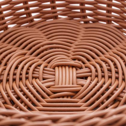 Imagem de Cesta redonda de rattan plástico 21cm para mesa posta marrom para pão ou alimentos de cozinha