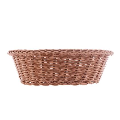Imagem de Cesta redonda de rattan plástico 21cm para mesa posta marrom para pão ou alimentos de cozinha