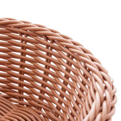 Imagem de Cesta redonda de rattan plástico 21cm para mesa posta marrom para pão ou alimentos de cozinha