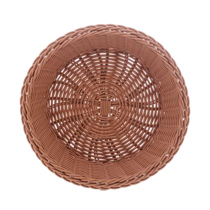 Imagem de Cesta redonda de rattan plástico 21cm para mesa posta marrom para pão ou alimentos de cozinha