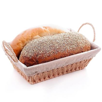 Imagem de Cesta Retangular de Papel 29x19x12cm para Pães Forro Tecido Wolff Frutas Decoração