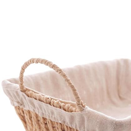 Imagem de Cesta Retangular de Papel 29x19x12cm para Pães Forro Tecido Wolff Frutas Decoração