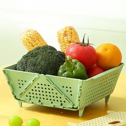 Imagem de Cesta Secar Frutas Verduras Vegetais Escoa Alimentos Cozinha Drenagem Lava Seca Porta Objeto Organizador Casa Fruteira Decoraçao Mesa Estante