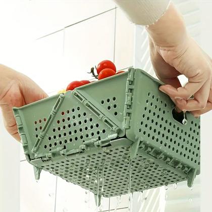 Imagem de Cesta Secar Frutas Verduras Vegetais Fruteira Dobravel Organizador Porta Objetos Cozinha Copa Pia Drena Escorre Alimentos Louça Organizaçao Sala Casa