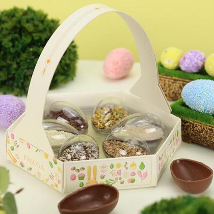 Imagem de Cesta Sextavada com Blister para 6 Mini Ovos Páscoa