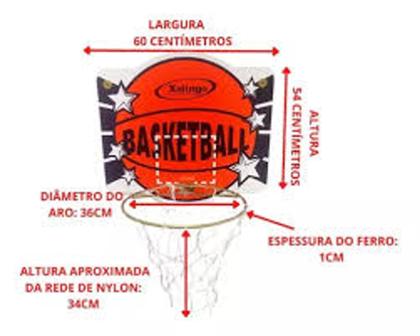 Imagem de Cesta Tabela de Basquete Juvenil Aro e Rede 54x60cm mdf 9mm - Xalingo