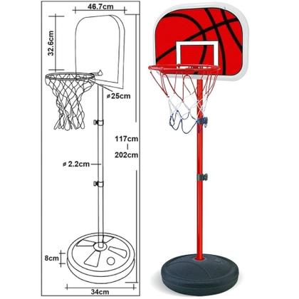Imagem de Cesta Tabela De Basquete Kit Ajustavel Bola Rede Brinquedo