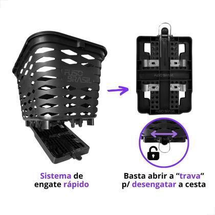 Imagem de Cesta Traseira Bike Engate Rápido Kalf Cestinha Grande 18l + Alça Removível Suporta 10kg