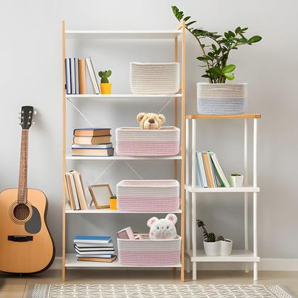 Imagem de Cestas de armazenamento COMFY-HOMI, corda de algodão de 33 x 22 x 13 cm, pacote com 3