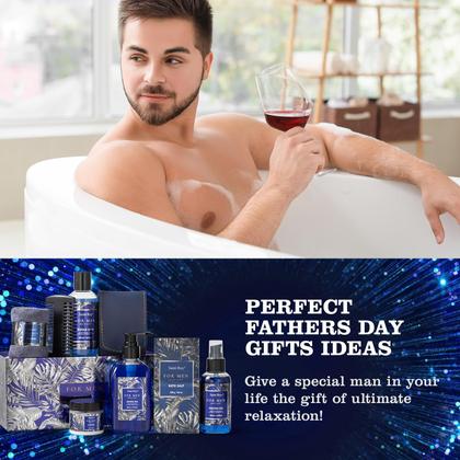 Imagem de Cestas de presentes de Dia dos Pais, presentes de aniversário, kit de spa para homens, perfume clássico, conjunto de presente de banho e cesta de banho para homens, kit de barbear para homens, barba de banho, cestas de spa, conjunto de presentes masculinos, kit de beleza
