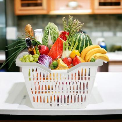 Imagem de Cestinha Cesta Organizador Supermercado Resistente Compras Alça Empilhável 12 Litros