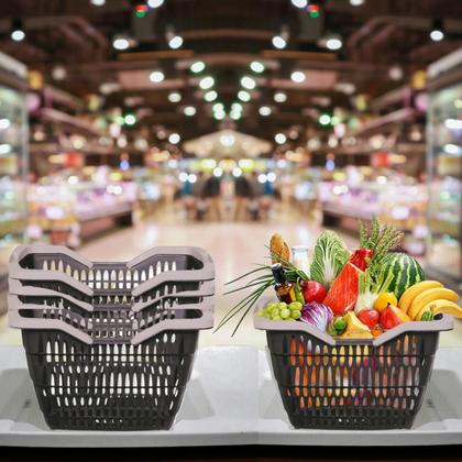 Imagem de Cestinha Cesta Plástica Supermercado Alça 12 Litros Multiuso Empilhável Com Alça