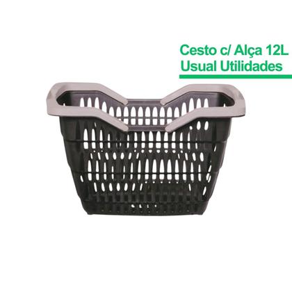 Imagem de Cestinha Cesta Plástica Supermercado Alça 12 Litros Multiuso Empilhável Com Alça