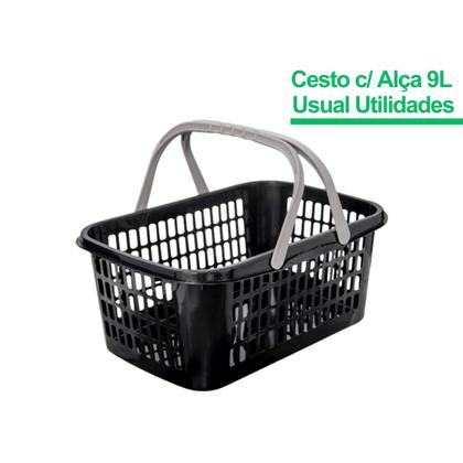Imagem de Cestinha Cesta Plástica Supermercado Alça 9 Litros Multiuso Empilhável Com Alça